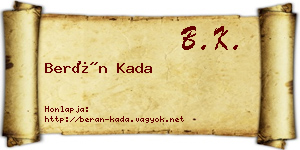 Berán Kada névjegykártya